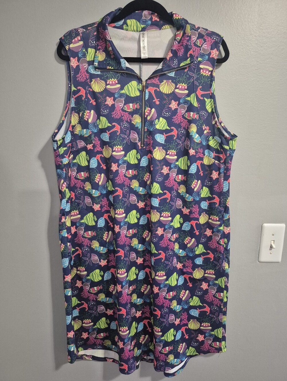 Harbour Tank Dress Multi tennis golf summer midi Sealife By Dear Scarlett XL - Picture 2 of 7